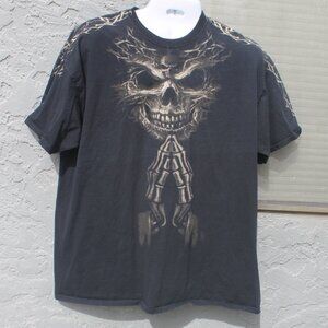 D.O.M. Skull & Thorns T-Shirt Men Size 2XL Black with tan print Short Sleeve